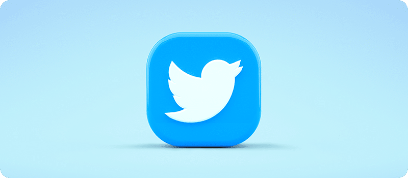 twitter logo in 3d on light blue background
